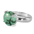 Bague en argent sterling 925 en argent sterling tibétaine et turquoise naturelle